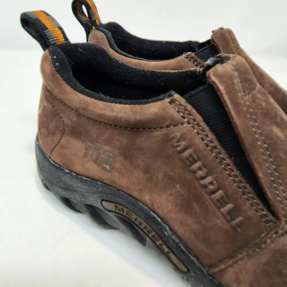 Merrell Kids Jungle Moc Slip on Shoes Size 5 Brown Nubuck Leather Comfort Shoes